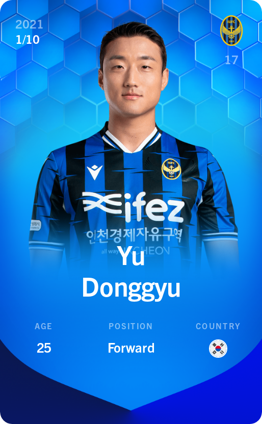 Sorare - Sorare Official - Yu Donggyu 2021-22 • Super Rare 1/10 - NFT # 3252048041897371760517219109363649693570137355386685825124688370287328294873