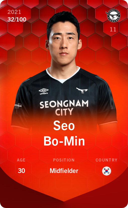 Sorare - Sorare Official - Seo Bo-Min 2021-22 • Rare 32/100 - NFT # 94201185311481016176019451516348788292135285217055793247455422684289495642538