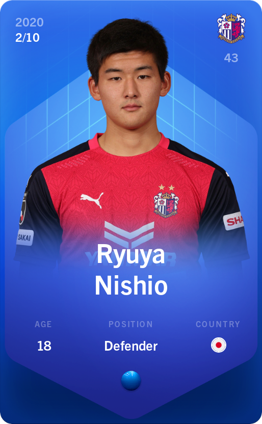 Sorare - Sorare Official - Ryuya Nishio 2020-21 • Super Rare 2/10 - NFT # 24121953334629074286460377847419761163733399355303515619757270541562933573413