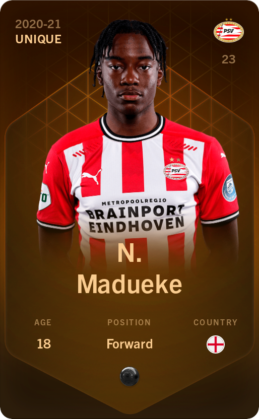 Sorare - Sorare Official - N. Madueke 2020-21 • Unique - NFT # 26206249640653893286787583497980096591540645750785416405540541239707416664458