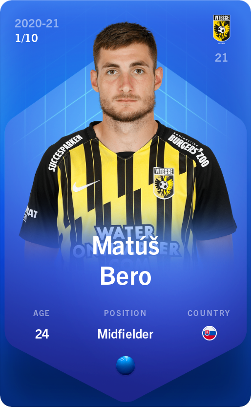 Sorare - Sorare Official - Matúš Bero 2020-21 • Super Rare 1/10 - NFT # 38760941709705153452261399070861007785494237817593555705562318661338213143289