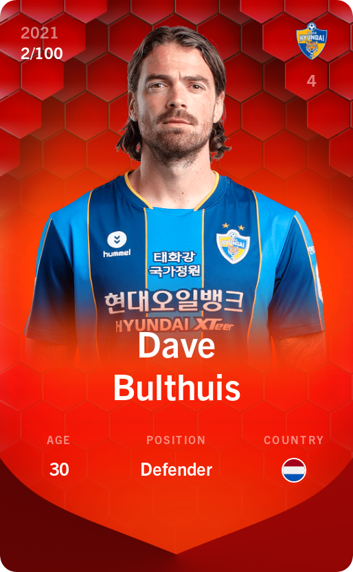 Sorare - Sorare Official - Dave Bulthuis 2021-22 • Rare 2/100 - NFT # 14542399484601683062675578558250868364497451898812408716362257727944352038456