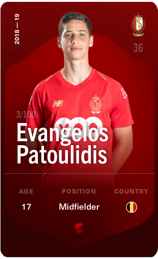 Sorare - Sorare Official - Evangelos Patoulidis 2018-19 • Rare 3/100 - NFT # 69713542209243120204035617554484950476616197246383138332309816363998818350120