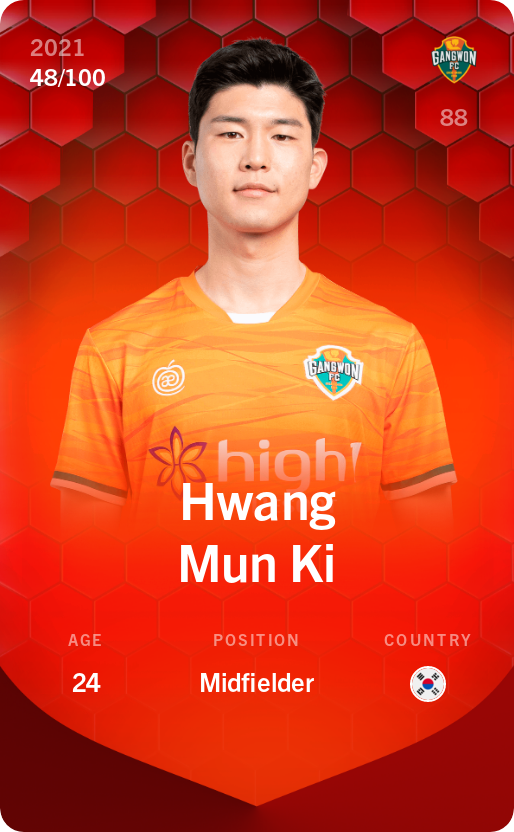 Sorare - Sorare Official - Hwang Mun Ki 2021-22 • Rare 48/100 - NFT # 15030589103874794798654433132597686826161840048278969182541827084093153039302