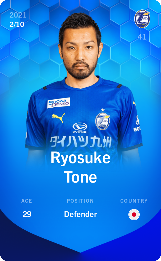 Sorare - Sorare Official - Ryosuke Tone 2021-22 • Super Rare 2/10 - NFT # 68881245619362521505941646321556468822343959836114384880782569787359529216078