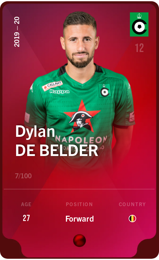 Sorare - Sorare Official - Dylan De Belder 2019-20 • Rare 7/100 - NFT # 114255216403722442215091183665730695126650689922549171406085584452655287133419