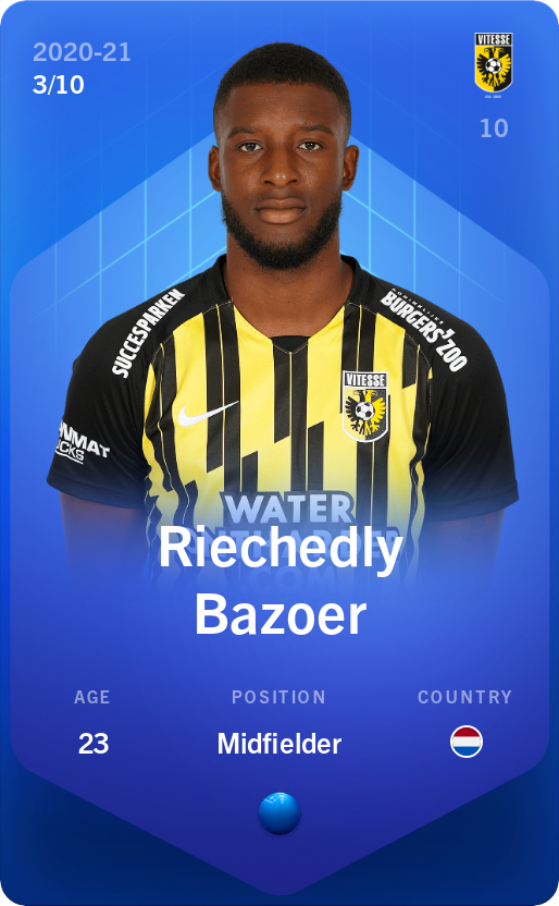 Sorare - Sorare Official - Riechedly Bazoer 2020-21 • Super Rare 3/10 - NFT # 70554234231745335604332860283521273380239913779213631163436791141517808127360