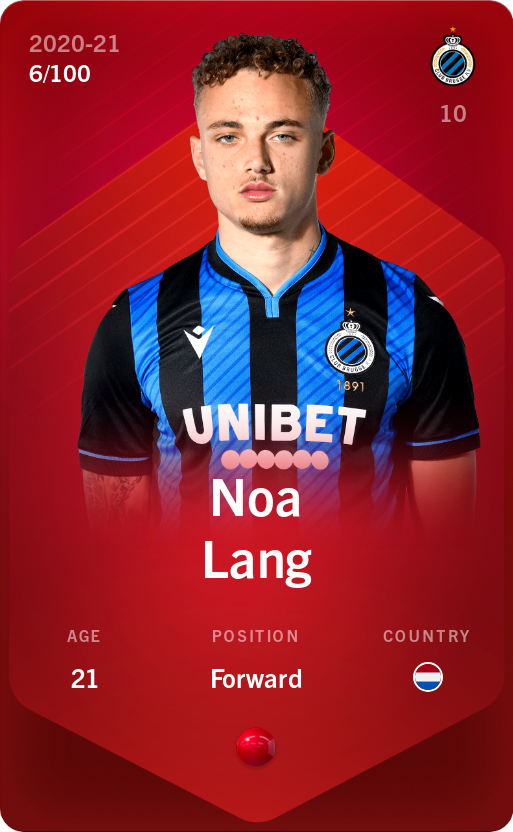 Sorare - Sorare Official - Noa Lang 2020-21 • Rare 6/100 - NFT # 63254249235396064052772240322490872999803955444088186561712259734934855248495