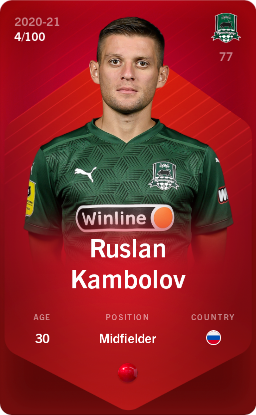 Sorare - Sorare Official - Ruslan Kambolov 2020-21 • Rare 4/100 - NFT # 82581787772692521049049803077747219829774402306023659314468831005726865120055