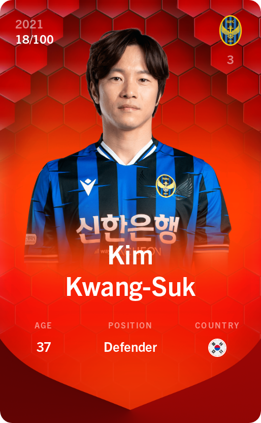 Sorare - Sorare Official - Kim Kwang-Suk 2021-22 • Rare 18/100 - NFT # 10449002837692135871167041933771764924756171718036456931871858596404426562108