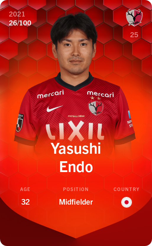 Sorare - Sorare Official - Yasushi Endo 2021-22 • Rare 26/100 - NFT # 114100734063874292876722439132235124577297827937656663014787680292972610288617