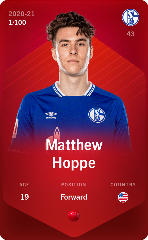 Sorare - Sorare Official - Matthew Hoppe 2020-21 • Rare 1/100 - NFT # 67038046682892469550408184840276713979994537338489125148464197494530538186450