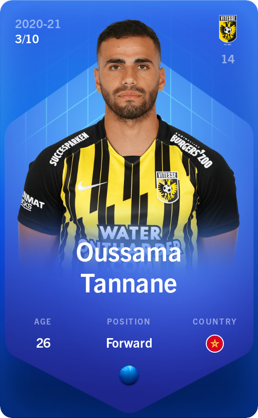 Sorare - Sorare Official - Oussama Tannane 2020-21 • Super Rare 3/10 - NFT # 78379967320525876395484381684196204467572149280368585347191945471296115389314