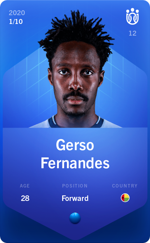 Sorare - Sorare Official - Gerso Fernandes 2020-21 • Super Rare 1/10 - NFT # 112742799369267391171234387425627569240341283785189926717685956422867065636653