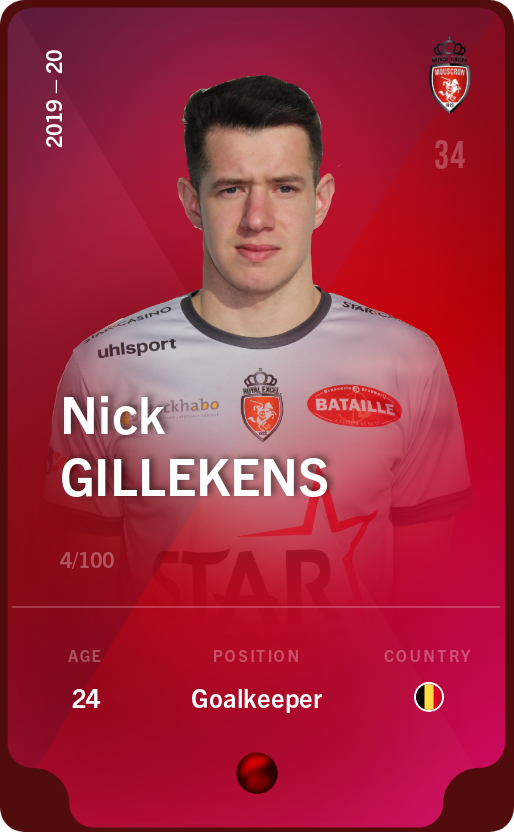 Sorare - Sorare Official - Nick Gillekens 2019-20 • Rare 4/100 - NFT # 21272491907423586811669073882015692442190848154085408897269404031502534834145