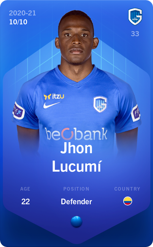 Sorare - Sorare Official - Jhon Lucumí 2020-21 • Super Rare 10/10 - NFT # 64123948471095657032049499558741480142586067716862759996197780062915837377053