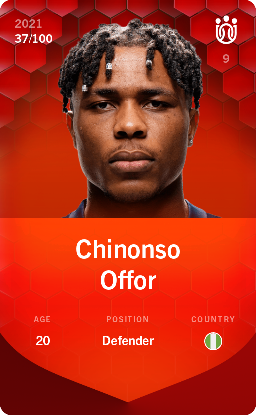 Sorare - Sorare Official - Chinonso Offor 2021-22 • Rare 37/100 - NFT # 85016519968963072330039351894331291397957808366941745693498643627790327412835