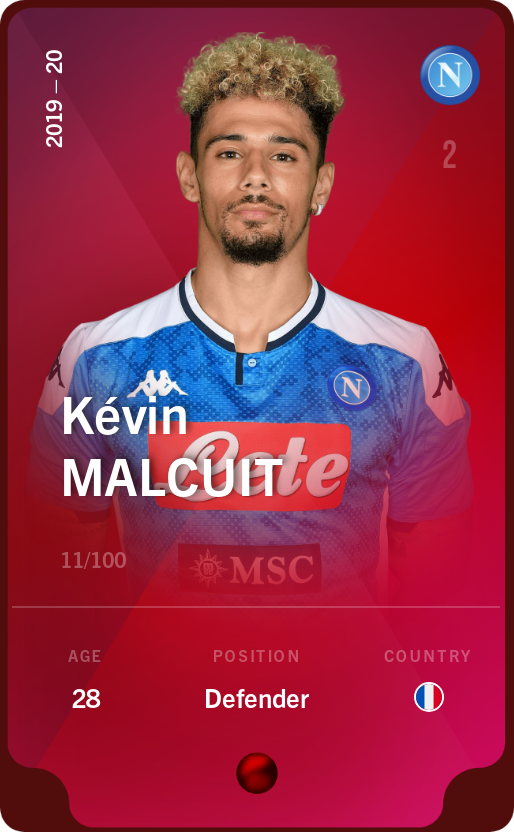 Sorare - Sorare Official - Kévin Malcuit 2019-20 • Rare 11/100 - NFT # 114296710722348665754480779137421534098840443693493984478968674777502205004959