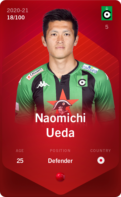 Sorare - Sorare Official - Naomichi Ueda 2020-21 • Rare 18/100 - NFT # 113120433986487741837596892375978228722604070517657403579208443895901783510802