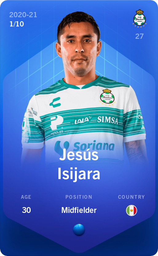 Sorare - Sorare Official - Jesús Isijara 2020-21 • Super Rare 1/10 - NFT # 54975266788140692372327481873856180738794241299052572457021707393425969910427