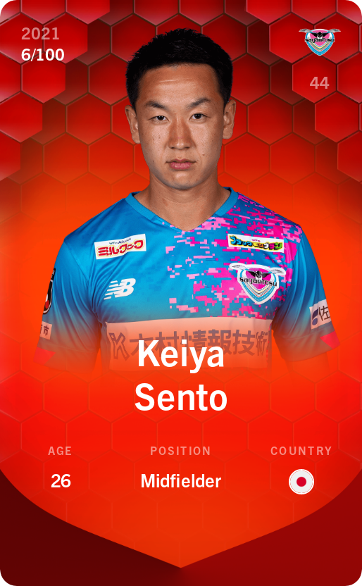 Sorare - Sorare Official - Keiya Sento 2021-22 • Rare 6/100 - NFT # 22257301453162382316803334044926681211529376036572513124464159149491988517977