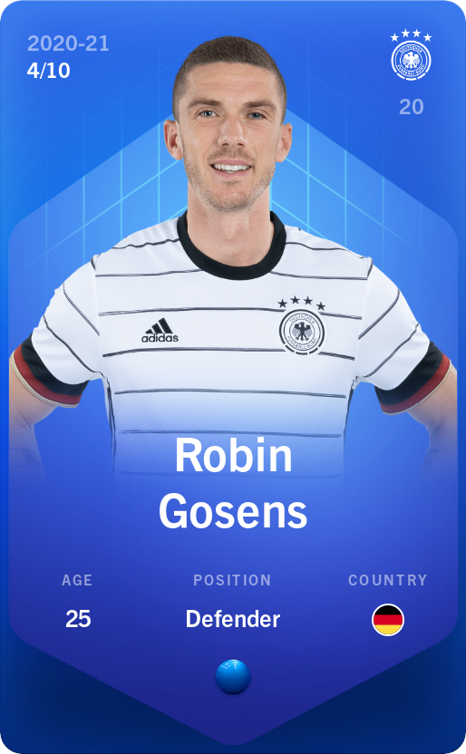 Sorare - Sorare Official - Robin Gosens 2020-21 • Super Rare 4/10 - NFT # 41991279011878278017074932943756278987865059471527496530336006801242024568098