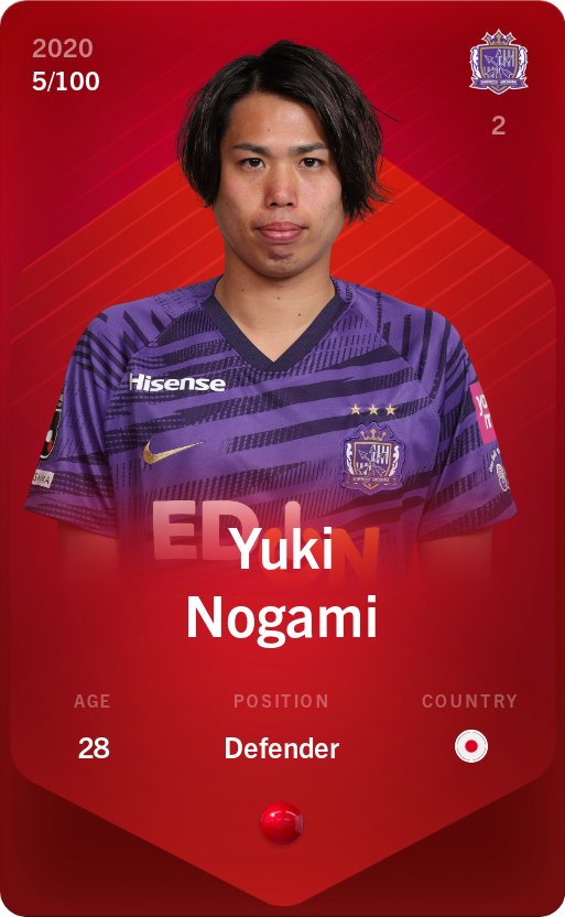 Sorare - Sorare Official - Yuki Nogami 2020-21 • Rare 5/100 - NFT # 34068864592319807336484410112157343448778917597259318767280766571431502782579