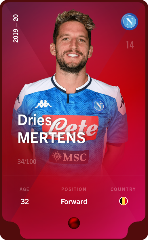 Sorare - Sorare Official - Dries Mertens 2019-20 • Rare 34/100 - NFT # 22992003213573765435516546222368779634852194562427431738443454829772021837672
