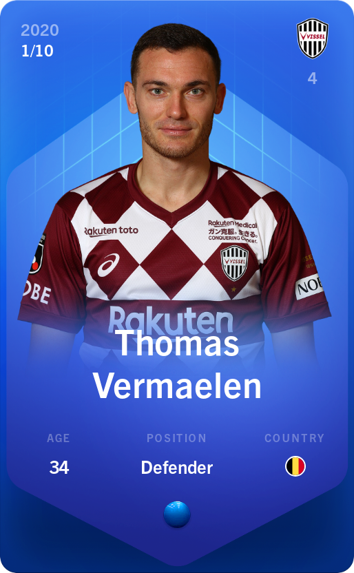 Sorare - Sorare Official - Thomas Vermaelen 2020-21 • Super Rare 1/10 - NFT # 87001400079471944120648342003547570431550532135928338301948096601385592838027