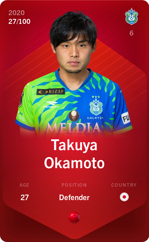 Sorare - Sorare Official - Takuya Okamoto 2020-21 • Rare 27/100 - NFT # 51751882424675855038274677594838079267727287773316965436163363110838247339641