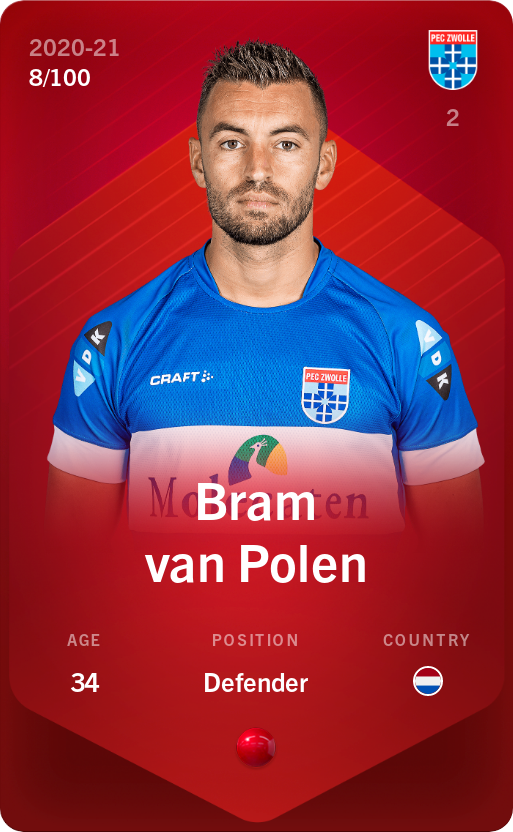 Sorare - Sorare Official - Bram van Polen 2020-21 • Rare 8/100 - NFT # 6673455679635164032959966128547189788872937011544876880189249371057646341829
