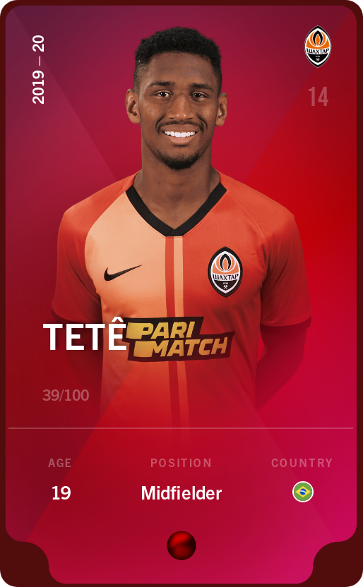 Sorare - Sorare Official - Tetê 2019-20 • Rare 39/100 - NFT # 111273900922786759113583591935849901687473073370383734474473114225397432384350