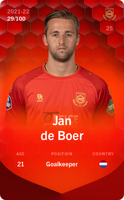 Sorare - Sorare Official - Jan de Boer 2021-22 • Rare 29/100 - NFT # 86513433674260164338483844593905610276037162054446032765684928524453544504155