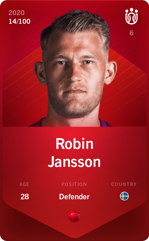 Sorare - Sorare Official - Robin Jansson 2020-21 • Rare 14/100 - NFT # 101592994655706692906974892346027895572844105090194184817709683018760004176822