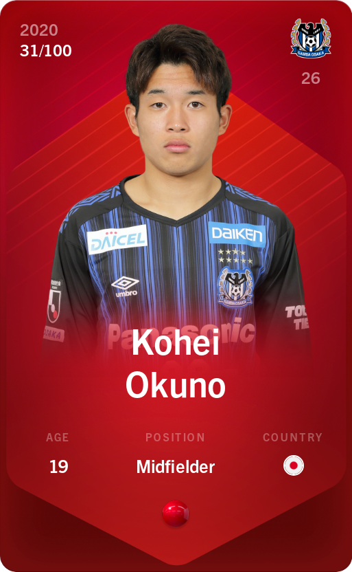 Sorare - Sorare Official - Kohei Okuno 2020-21 • Rare 31/100 - NFT # 14012415107593831777874005916784476982472486157479320876209523767981985192014