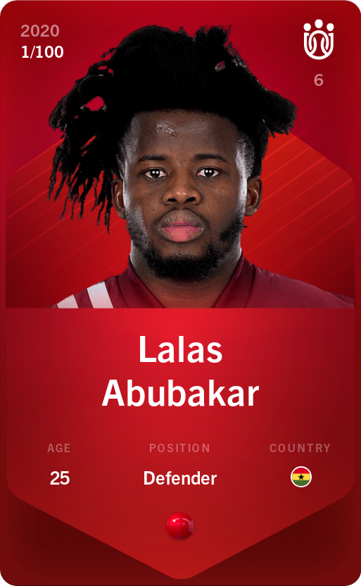 Sorare - Sorare Official - Lalas Abubakar 2020-21 • Rare 1/100 - NFT # 71756400664543290297927086840597762145785029917168431822547960020260044446179