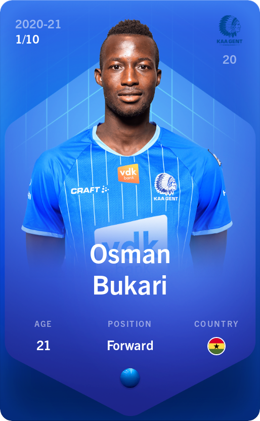 Sorare - Sorare Official - Osman Bukari 2020-21 • Super Rare 1/10 - NFT # 73752631868910913921710302006554788888318529297133023554856718428030658173667