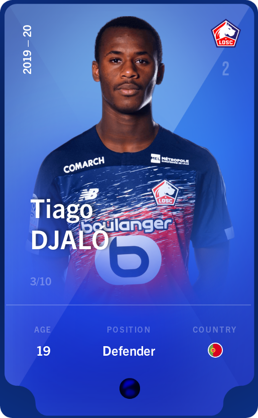 Sorare - Sorare Official - Tiago Djaló 2019-20 • Super Rare 3/10 - NFT # 4329683808576821967023619462863057937382043275522620077586995904751418480397