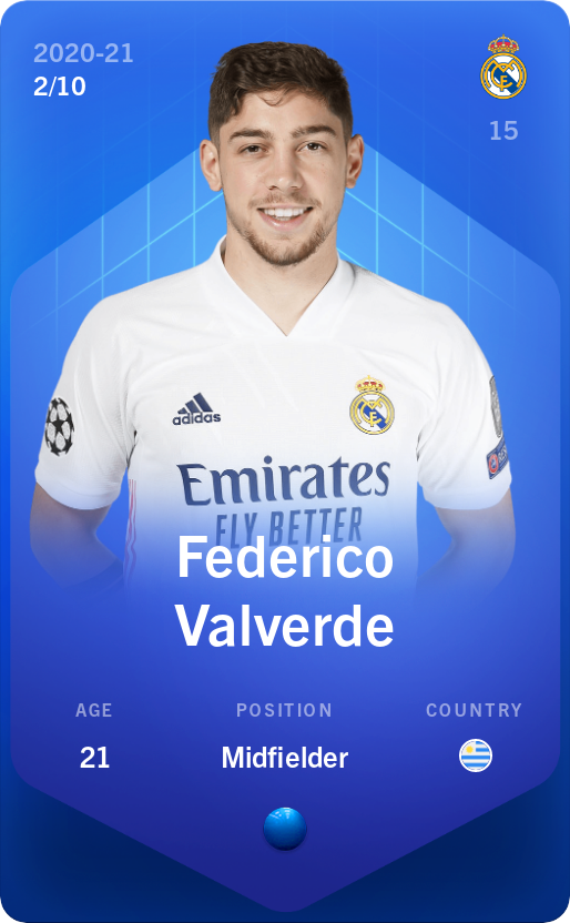 Sorare - Sorare Official - Federico Valverde 2020-21 • Super Rare 2/10 - NFT # 11221960074161293226456754091879269624799879969114200093845240903563232125993