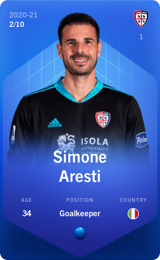 Sorare - Sorare Official - Simone Aresti 2020-21 • Super Rare 2/10 - NFT # 94204583133420728758694211424042961681927142428345199987412552996388354058675
