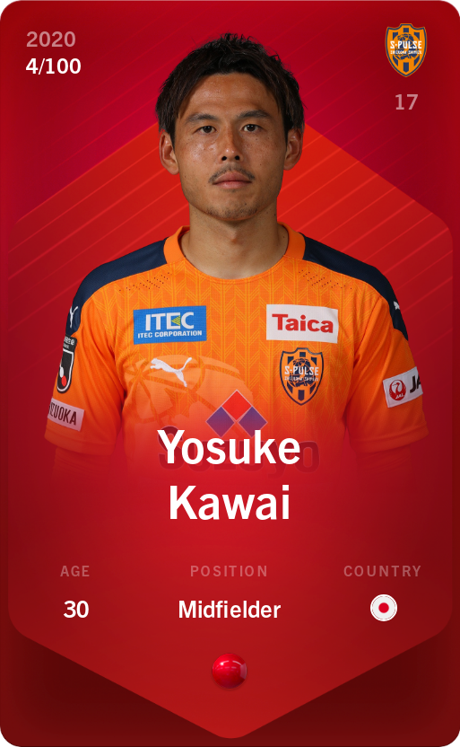 Sorare - Sorare Official - Yosuke Kawai 2020-21 • Rare 4/100 - NFT # 13365423438543608369532598448503876360016706176220665901192692927893269795518