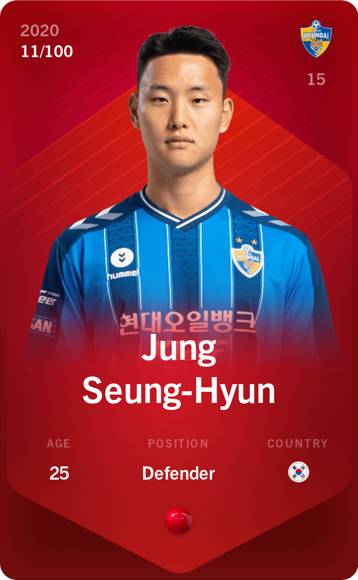 Sorare - Sorare Official - Jung Seung-Hyun 2020-21 • Rare 11/100 - NFT # 105360972134883578680148333598904128240881510354890802472880686186639886205353