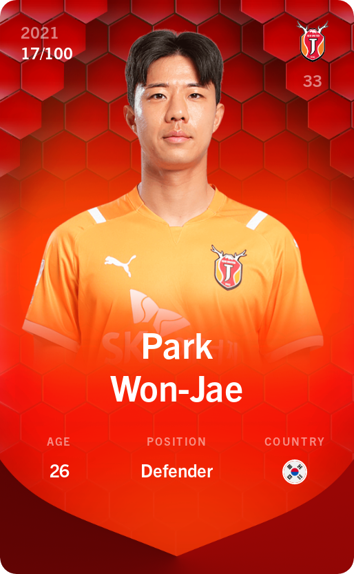 Sorare - Sorare Official - Park Won-Jae 2021-22 • Rare 17/100 - NFT # 102986107419278054517939582180876258784119087139377272262851305057946561794477
