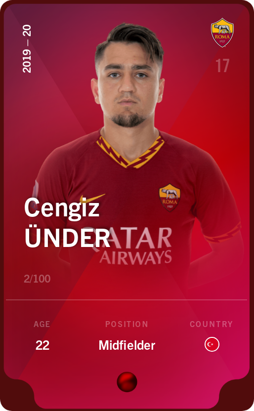 Sorare - Sorare Official - Cengiz Ünder 2019-20 • Rare 2/100 - NFT # 38851989747777683438667983527844299744039371096468378288908107348114926226565