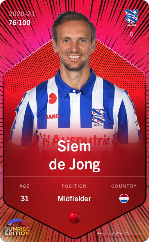 Sorare - Sorare Official - Siem de Jong 2020-21 • Rare 76/100 - NFT # 95331258378622368567646999411022370549994220297231289603106307035848944310960