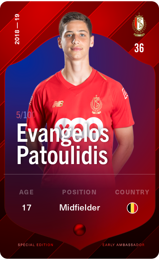 Sorare - Sorare Official - Evangelos Patoulidis 2018-19 • Rare 5/100 - NFT # 112492906766646401741991726368971072357125391333421681834706897856599514389738