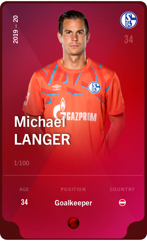 Sorare - Sorare Official - Michael Langer 2019-20 • Rare 1/100 - NFT # 86069549739381652529063188050847181943739602241143830920871971952090734179790