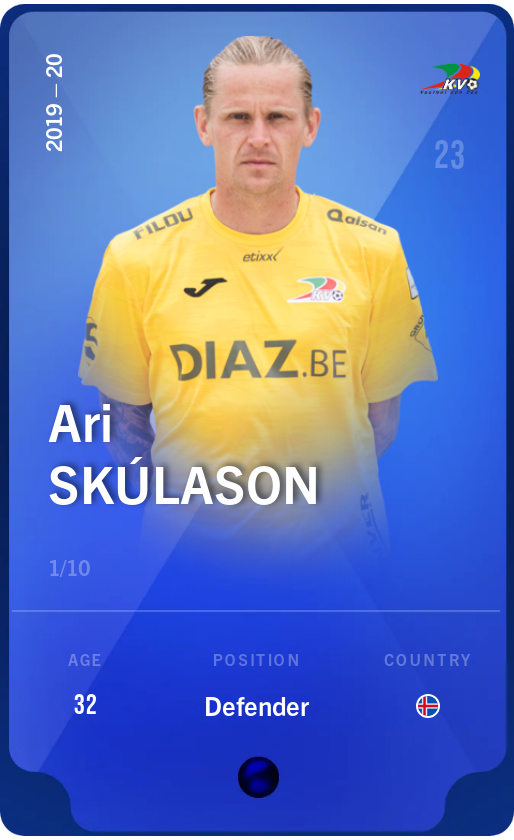Sorare - Sorare Official - Ari Skúlason 2019-20 • Super Rare 1/10 - NFT # 57521717113441217101103582991344237647147335329717867736770345705724023957553