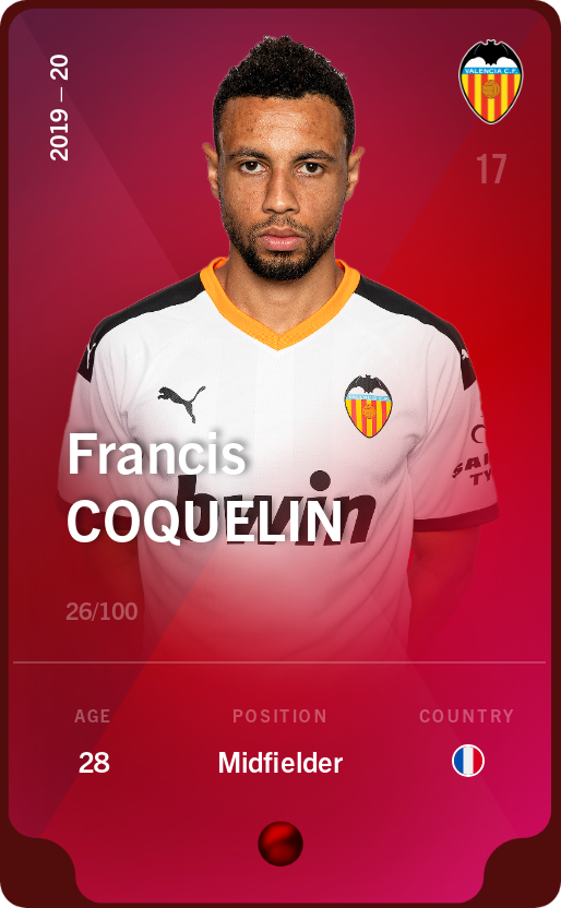 Sorare - Sorare Official - Francis Coquelin 2019-20 • Rare 26/100 - NFT # 96489210096211668346893096328661807327594330612517093144319849299434778010366