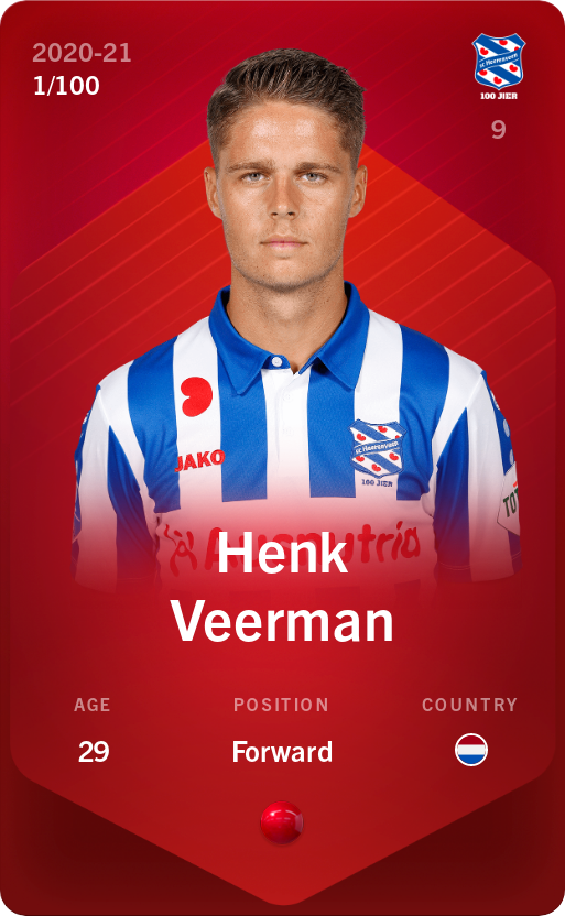 Sorare - Sorare Official - Henk Veerman 2020-21 • Rare 1/100 - NFT # 94231541362484107868789448465540444509904848681888302782842583272333005760248
